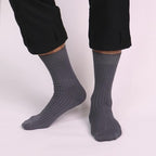 SERISIMPLE Men's Dress Socks - Bamboo Viscose Thin Ribbed Knit, Silky & Soft, Lightweight Business Crew Socks 5 Pairs