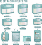 Veken 10 Set Packing Cubes for Travel Essential, Suitcase Organizer Bags in 4 Sizes, Carry-On Luggage Accessories with Large Laundry & Hanging Toiletry Bag, Must-Have for Airplane, Road Trip & Camping