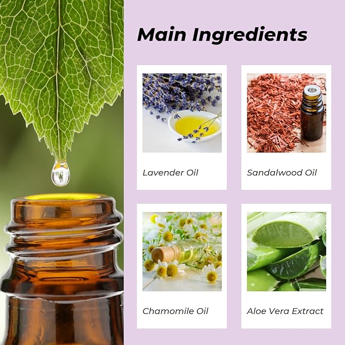 Benatu Lavender Sandalwood Essential Oil Blend Spray for Body and Hair, Multi-Use Natural Relax Scent Aromatherapy Room Mist for Pillow, Fabric, Bedding, Linen, Car 4 fl oz