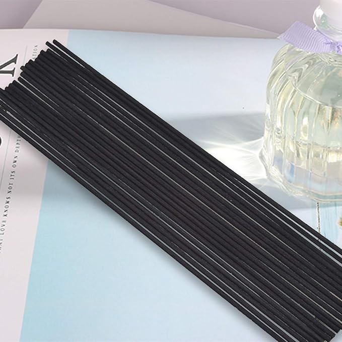 HOSSIAN 70 Pieces Fiber Reed Diffuser Replacement Refill Sticks, Diffuser Refills, Spa, Aromatherapy (12" x 3mm, Black)