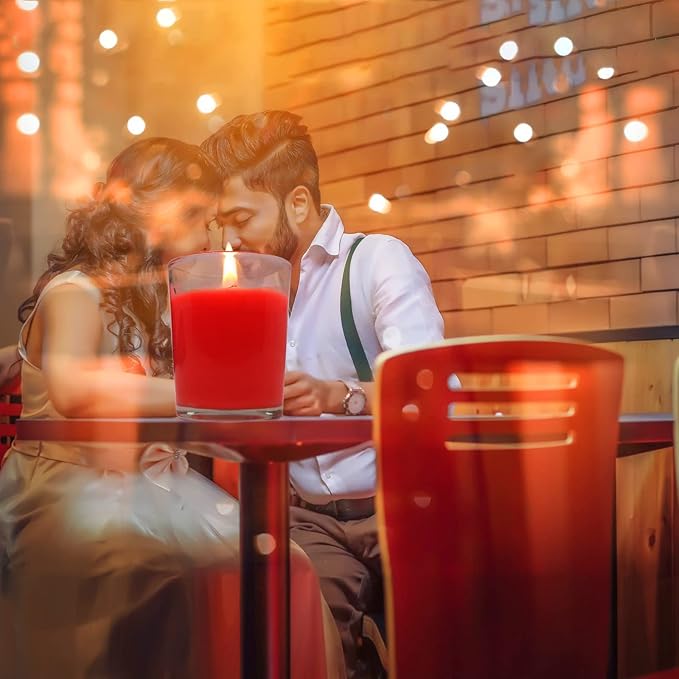 20 Packs Unscented Red Votive Candles in Glass Bulk Small Soy Wax Candles for Home Party Weddings Holiday, 20 X 1.8oz Red