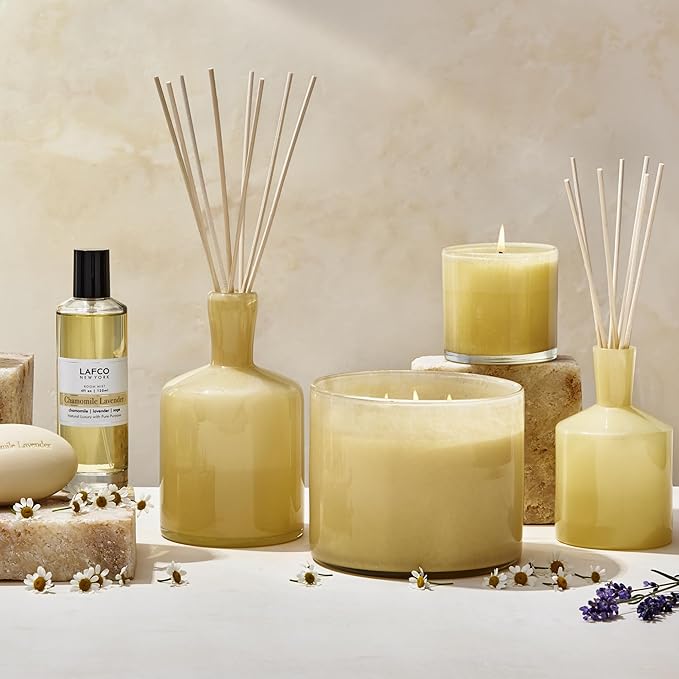 LAFCO New York Reed Diffuser Refill, Chamomile Lavender - 8.4 oz - Up to 4-Month Fragrance Life - Includes Natural Wood Reeds - Free of Dyes & Propellants - Made in The USA