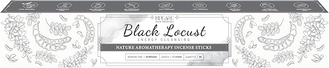 Organic-Natural-Non-Toxic-Black-Locust-Incense-Sticks (86 Agarbatti Sticks) | 50 Minutes Long Lasting Burn for Positive Vibes, Relaxation, Aromatherapy, Air Purification, Meditation, Protection