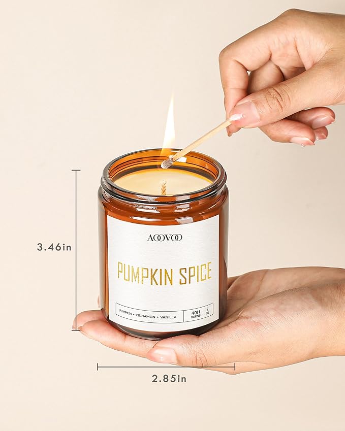 AOOVOO Fall Candles - 6 PC Scented Candle, 42 oz Soy Candles, Soy Candle for Home Scented, Apple Pie/Cinnamon Roll/Cinnamon Apple/Pumpkin Nutmeg Pie/Pumpkin Spice/Baking Spice