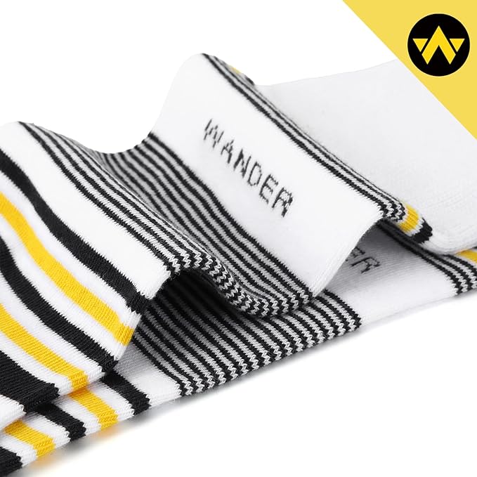 WANDER Men's Dress Socks Cotton Thin Classic Lightweight Socks 6/8 Pairs Solid & Patterned Soft Breathable Socks