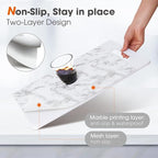 Drawer and Shelf Liner, Non-Slip Kitchen Cabinet Liners Non-Adhesive Thick Strong Grip Waterproof Washable Mats Protect Dresser Shelves Cupboard Bathroom Cabinets, White Marble, 18 in X 20 FT