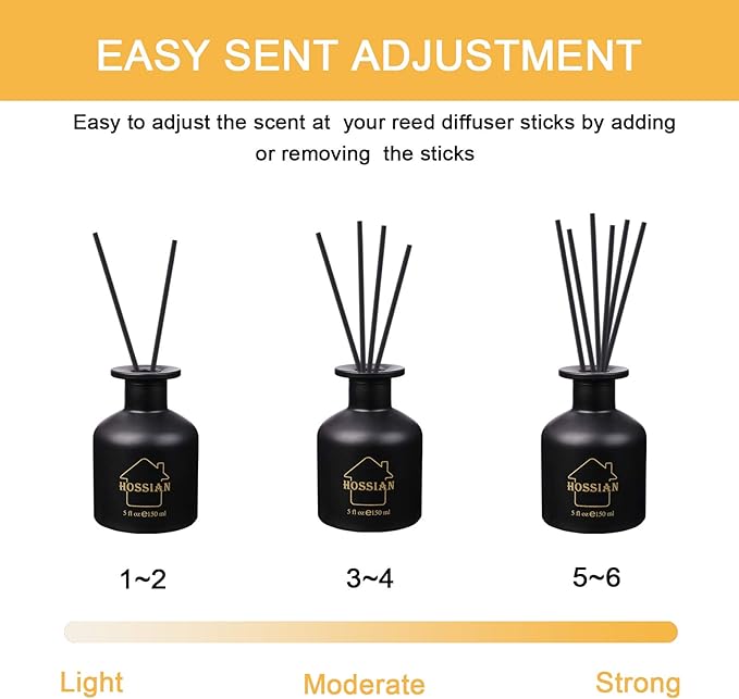 HOSSIAN Reed Diffuser Sticks - Reed diffusers-Reed Sticks -Diffuser Glass Bottles-Diffuser Refills- Natural Rattan Wood Replacement for Aroma Fragrance (10" Black)