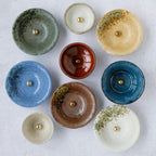 Asayu Japanese Small Mini Incense Holder for Sticks 3.3 inch (83mm), Made in Japan Ceramic Ash Catcher and Brass Incense Burner Set for Yoga, Meditation (Small Pearl Incense Holder)