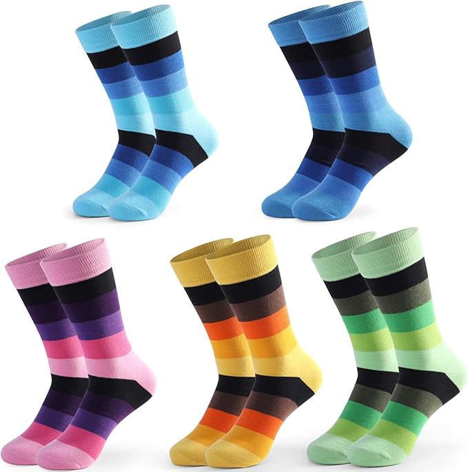 DRASEX Men's Dress Socks Funky Colorful Pattern Cotton Novelty Casual Crew Socks