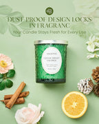 M&SENSE Cedar Orange Candles, Wooden Wick Strong Scented Candle, 100 Hours Long Burning No Toxin Natural Soy Wax 18oz, Cozy Air Purifying Relaxing Home Fragrance, Housewarming Gifts for Her Him