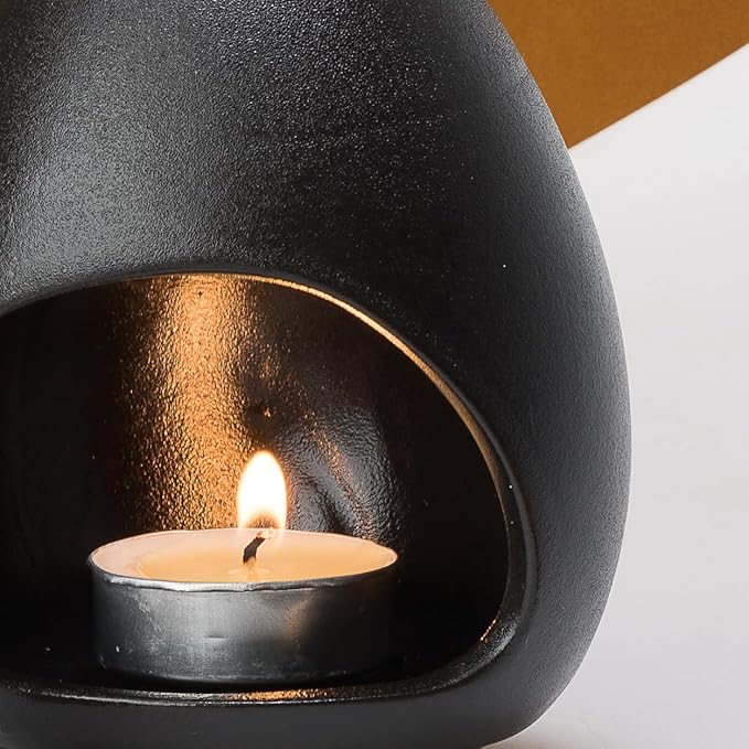 Palo Santo Holder Burner, Handcrafted Ceramic Incense Holder Burner and Ash Catcher for Palo Santo Sticks or sage Bundles, Smudge Bowl, Meditation Home Decor (Black)