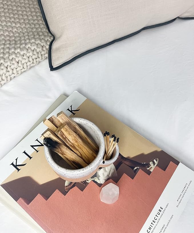 Bursera Terracotta Ceramic Bowl, Tree Planted with Every Order, Decorative Bowl with Side Slot for Matches, Smudging Burn Bowl for Sage, Palo Santo, Matchstick Holder, Form for Candles