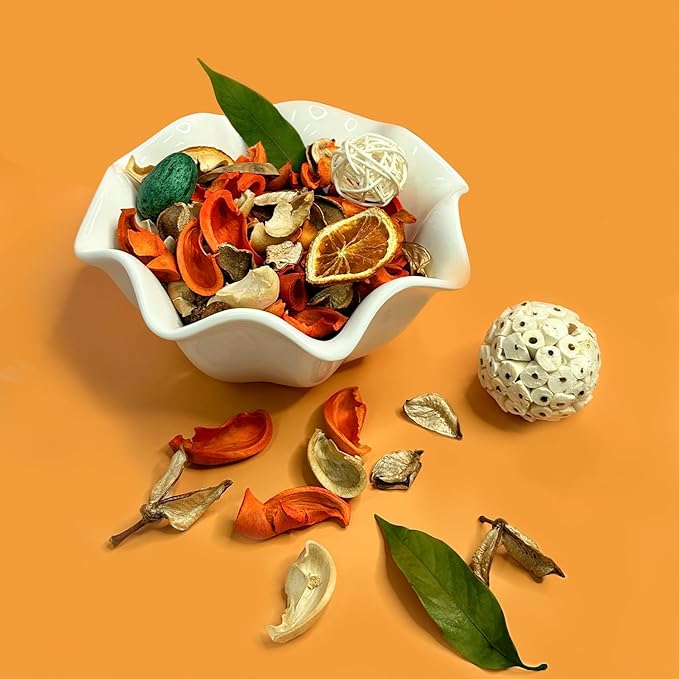 Qingbei Rina Fall Potpourri Bags,Citrus Orange Scented Potpourri Bowl Filler,Thanksgiving Decorative Dried Flower,Home Fragrance Farmhouse Harvest Vase Decor,10oz