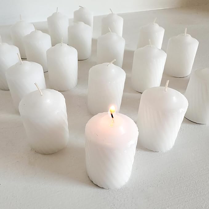 Unscented Votive Candles, Clean-Burning Votive Candles, Long-Lasting 14-16 Hour Burn Time, Ideal for Weddings, Home Décor, Spa, and Events, Made in USA, Box of 120, White