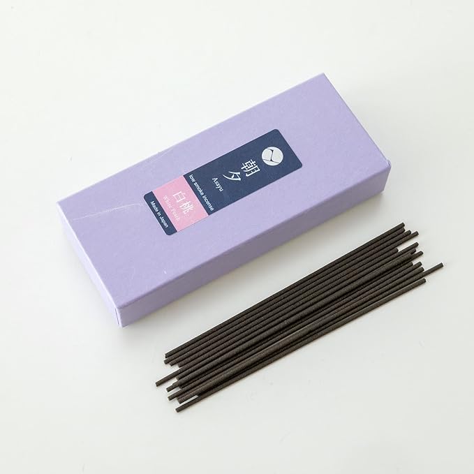 Asayu Japan Incense Sticks with Low Smoke for Morning or Evening Meditation, Relax or Yoga, Made in Japan 40gr - White Peach-Scent