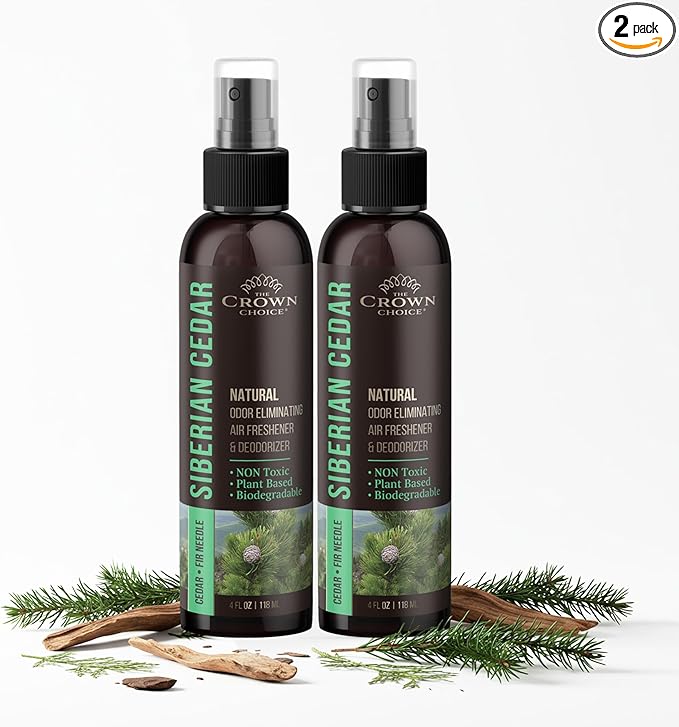 Non-Toxic Odor Eliminator,Natural Cedar Air Freshener Spray for Clothes Storage & Moth Repellent, Closet & Couch Deodorizer,Long Lasting Bathroom & Toilet Freshener,Safe for Kids & Pets,2PK, 4 Oz each