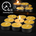 48 Pack Beeswax Tealight Candles Bulk,Pure Natural Bees Wax in Aluminum Shell - 4 Hour Extended Burn Time,Smokeless Tea Light Candles for Home Deco,Table centerpieces
