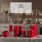 MOZEAL 3" x 6" Hand-Poured Unscented Candle,Dripless Pillar Candle Set of 3,Long Lasting Burning,Approx 120 Hours Burn Time,Rustic Country Style,for Wedding,Dinner,Christmas and Home Decor,Red