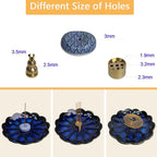 Ceramic Incense Holder for Sticks, Handmade Incense Burner Trays with 3 Pcs Incense Holes, Multi-Purpose Ash Catcher for Coils, White Sage & Palo Santo, Smudge Bowl for Meditation Yoga Decor (Blue)