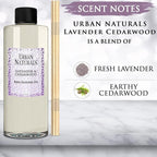Urban Naturals Reed Diffuser Oil Refill Lavender Cedarwood with Warm Wood, Spa-Inspired Notes 8 oz + Free Reed Sticks, Made in The USA