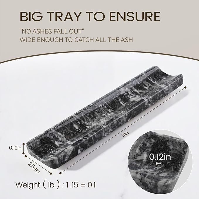 Koville Marble Incense Holder, Incense Holder for Sticks, Incense Sticks Holder Ash Catcher for Meditation Yoga SPA, Natural Stone Incense Burner, Home Table Decor (Black)