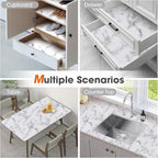 Drawer and Shelf Liner, Non-Slip Kitchen Cabinet Liners Non-Adhesive Thick Strong Grip Waterproof Washable Mats Protect Dresser Shelves Cupboard Bathroom Cabinets, White Marble, 24 in X 20 FT