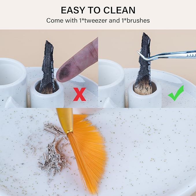 ZenBless 4 in 1 Incense Burner Holder, Palo Santo Holder, Sage Holder for Burning, Incense Holder for Sticks, Candle Holder, Ceramic Ash Catcher Tray for Meditation Yoga Room Home Decor (White)