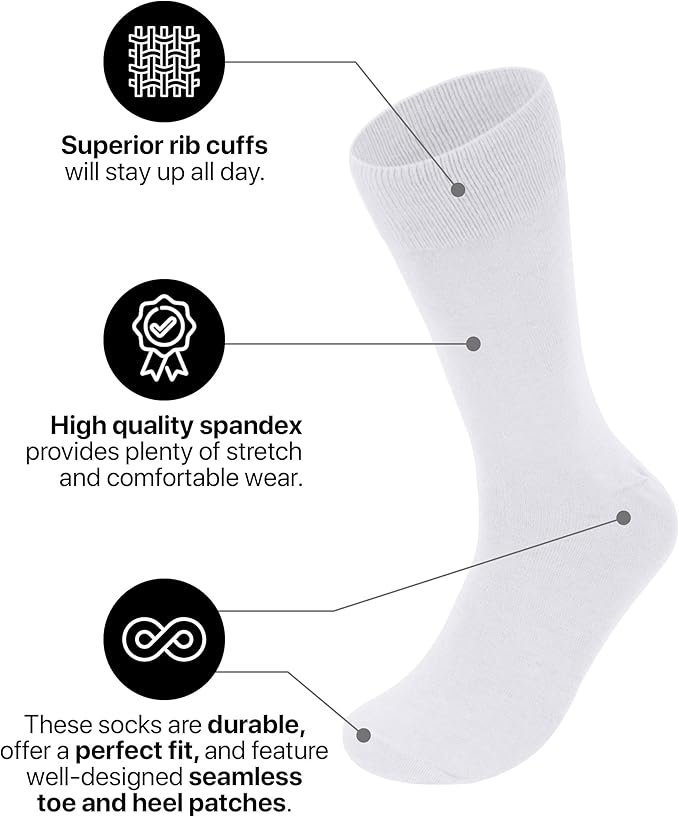 Feraricci Solid Color Casual Dress Socks for Men - Colorful & Comfortable Crew Socks