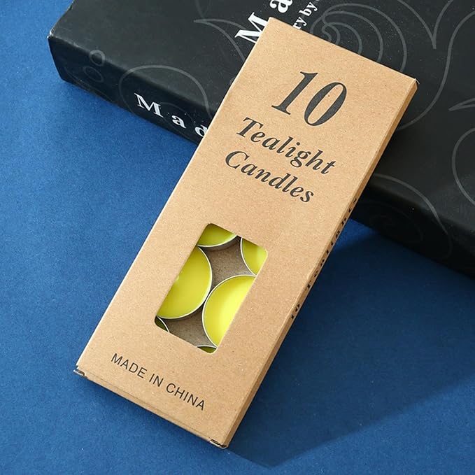 Tea Candles Wedding 10 Pack Party and Home Decoration Votive Parties Tealight Small Wishing Bulk with 1.5-2 Hours Extended Burn Time Mini for Birthday Emergency Family (Yellow)