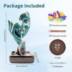 YYW Ceramic Incense Holder,Meditative Backflow Waterfall Incense Burner,Face Thinking Incense Waterfall with 20 Backflow Incense Cones + 30 Incense Stick for Women Men Room Decor