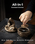 Ceramic Incense Burner for Cone & Coil – Faceless Buddha Statue for Protection & Zen Meditation, Home Decor to Ward Off Negativity