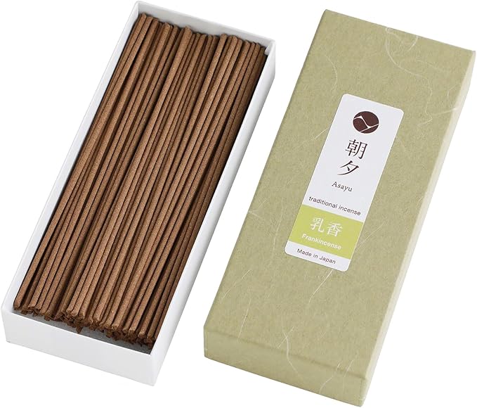 Asayu Japan Traditional Smoke Incense Sticks Frankincense Scent (40gr) for Morning Meditation, Relax or Yoga, Made in Japan - Frankincense