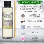 Urban Naturals Lavender Vanilla Scented Oil Reed Diffuser Refill and Reed Sticks – Lavender Blossom, Creamy Vanilla, White Woods and Sugared Musk, 4 oz (2 Pack)