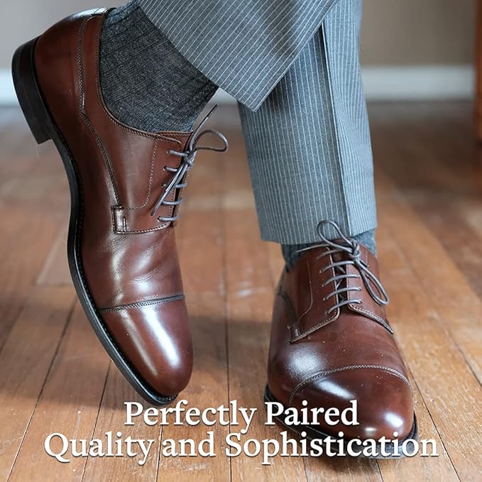 Merino Wool Dress Socks for Men – Over-the-Calf, Ribbed Wool Dress Socks for Size 8-12 – Breathable, Reinforced Heel and Toe
