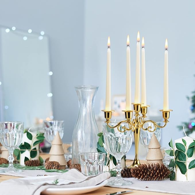 flamecan Ivory Taper Candles, Set of 40 Unscented and Smokeless 10 Inch Taper Candles Long Burning, Paraffin Wax with Cotton Wicks for Burning Approxinately 7-8 Hours Time