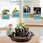 Guilin Landscape Backflow Incense Burner, Handmade Ceramic Waterfall Incense Stick Cone Holder with 20 PCS Incense Cones and 30 PCS Incense Sticks