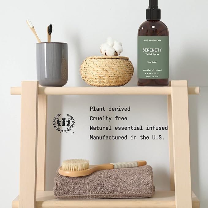 Muse Apothecary Flush Ritual - Botanical Collection - Aromatic & Refreshing Toilet Spray, Use Before You Go, Infused with Natural Aromatherapy Essential Oils - 8 oz, Warm Cedar, 3 Pack