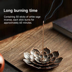 White Sage Incense Sticks (50 Sticks), 100% Natural sustainably harvested White Sage, Suitable for Yoga, Meditation, Relaxation, and Spiritual Purification