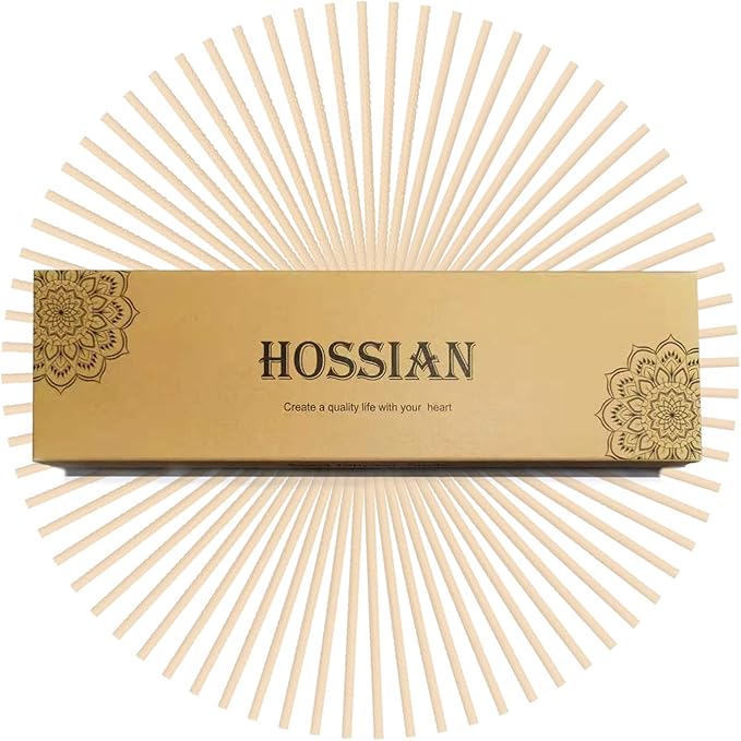 HOSSIAN 50pcs Reed Diffuser Sticks - Wood Rattan-Reed Sticks -Essential Oil Aroma Diffuser Sticks- Spa-Aromatherapy (Primary Color7/18cm)
