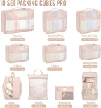 Veken 10 Set Packing Cubes for Travel, Beach Vacation Essentials Accessories for Cruise Ship, Suitcase Organizer Bags for Luggage with Hanging Toiletry & Shoe Bag, Birthday Gifts for Women Mom Her
