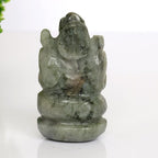 REAL-GEMS Labrodroite Lord Ganesha Idol Sculpture Statue Hand Carved Decorative Healing Reiki Gemstone Figurines Crafts Approximately 207 Ct.