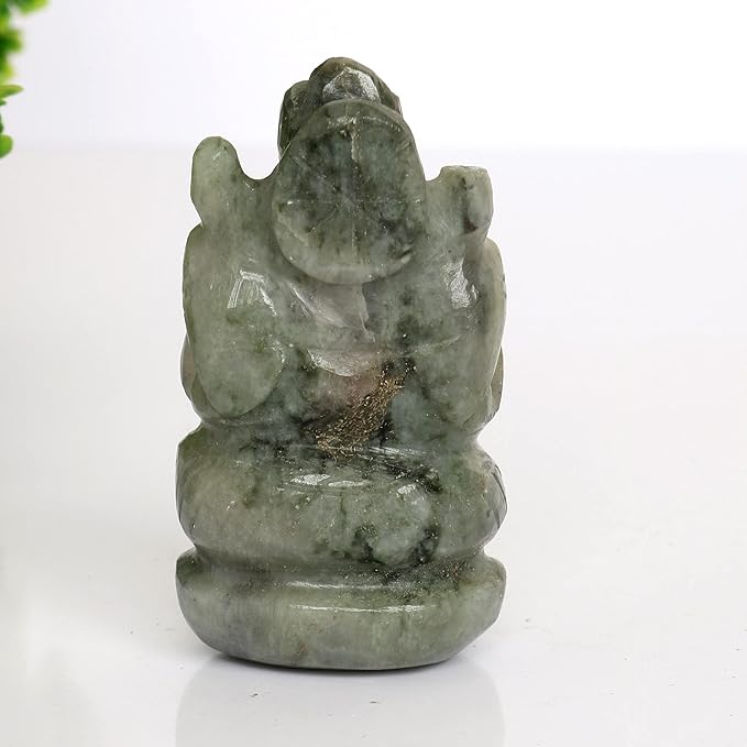 REAL-GEMS Labrodroite Lord Ganesha Idol Sculpture Statue Hand Carved Decorative Healing Reiki Gemstone Figurines Crafts Approximately 207 Ct.