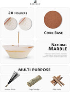Radicaln Marble Incense Holder 5.5" Inches White Onyx Handmade Palo Santo Stick for Home Décor, Modern Incense Holder for Sticks, Citronella incenses Stick for Room & Office Aromatherapy