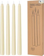 4 Pack Ivory Taper Candles - Taper Candles 10 Inch Dripless, Smokeless & Unscented - 8 Hours Long Burning - Hand Poured Tall Candlesticks - Ideal for Weddings, Dinner Parties, and Home Decor