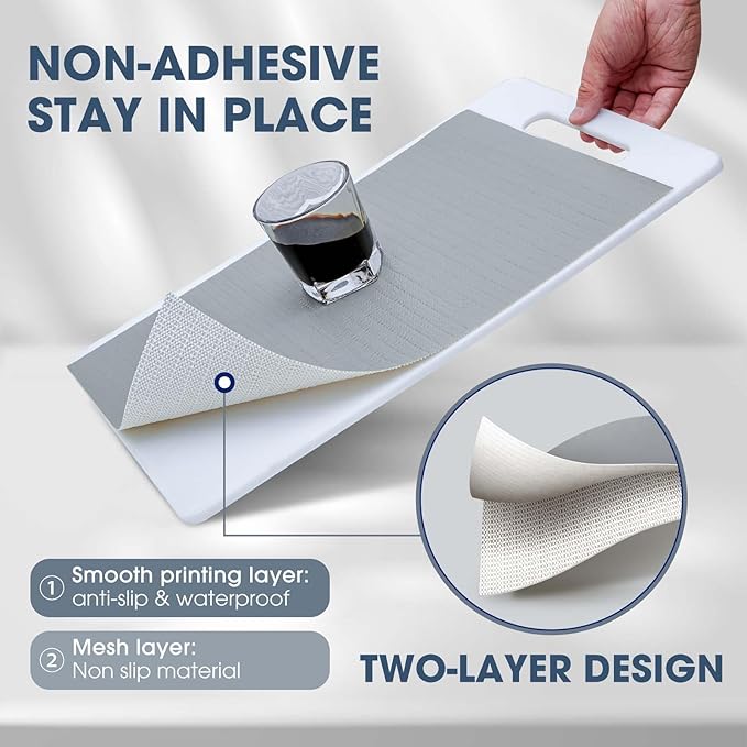 Shelf and Drawer Liner, Kitchen Cabinet Liners Non-Adhesive Thick Non-Slip Waterproof Washable Fragrant Mats Protect Dresser Shelves Cupboard Bathroom Cabinets, Gray, 24 in X 20 FT