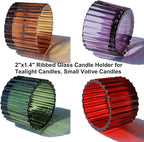 VOHO 24pcs Multicolor Votive Candle Holders for Centerpiece Table Decorations, Ribbed Glass Christmas Candle Holder Gifts for Women, Festive Tealight Candle Holder for Votive/Tea Lights Candles