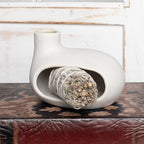 Modern Palo Santo Holder Ceramic Burner for Meditation and Energy Cleansing - Handcrafted Smudge Bowl for Wood Sticks, Sage, and Incense Cones