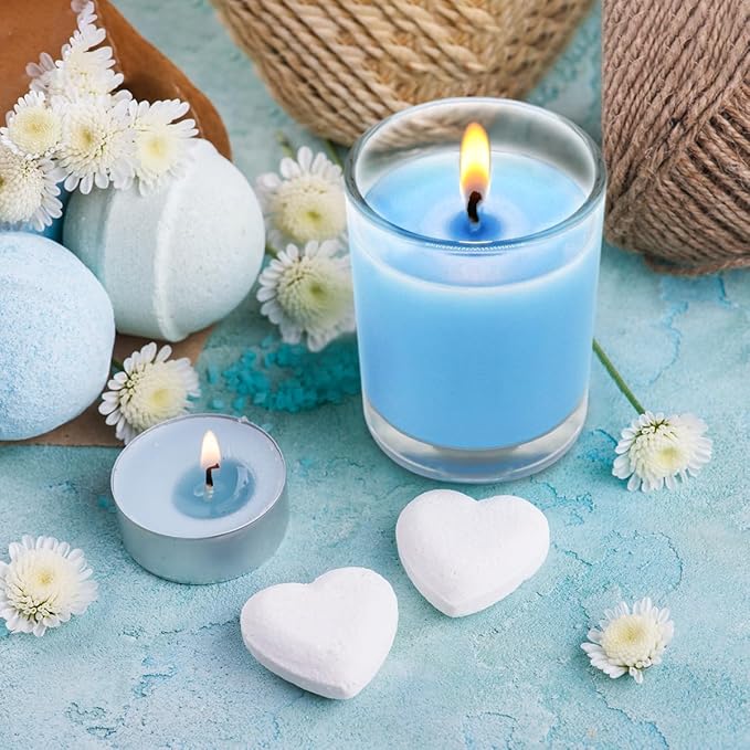 Set of 20 Babyblue Votive Candles Clear Glass Filled Unscented Soy Wax Candle for Home Spa Weddings Holiday Baby-Shower Party and DIY