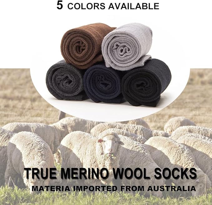 LIXIA Men's Thin Merino Wool Socks, Cozy Winter Warm Breathable Mid-calf Casual Dress Liners 3/6 Pairs Pack