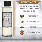 Urban Naturals Spiced Chestnut Oil Reed Diffuser Refill with Free Set of Reed Sticks – Comforting Autumn Scent of Chestnuts, Cinnamon, Clove and Cedar Wood – Vegan, 4 oz, Made in The USA
